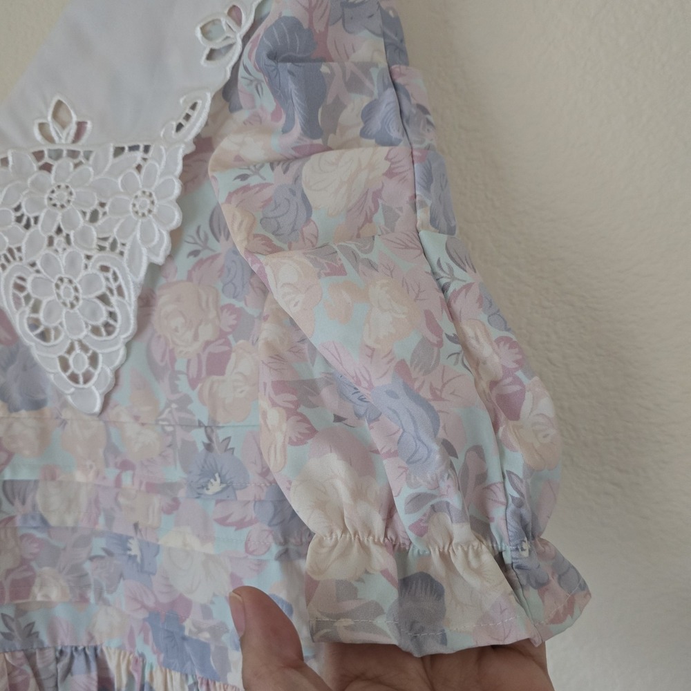 Dazy Prairie Midi Dress Women's Sz S Cottagecore Floral Lace Collar Boho Peasant - Picture 6 of 12